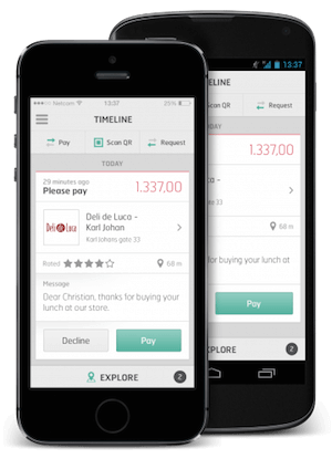 mCASH payment app on Apple and Android screens mCASH payment app on Apple and Android screens