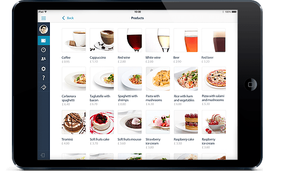 Payleven product menu on iPad screen Payleven product menu on iPad screen
