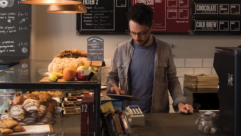 Intelligentpos used in a bakery and coffee shop intelligentpos point of sale system with iZettle card reader