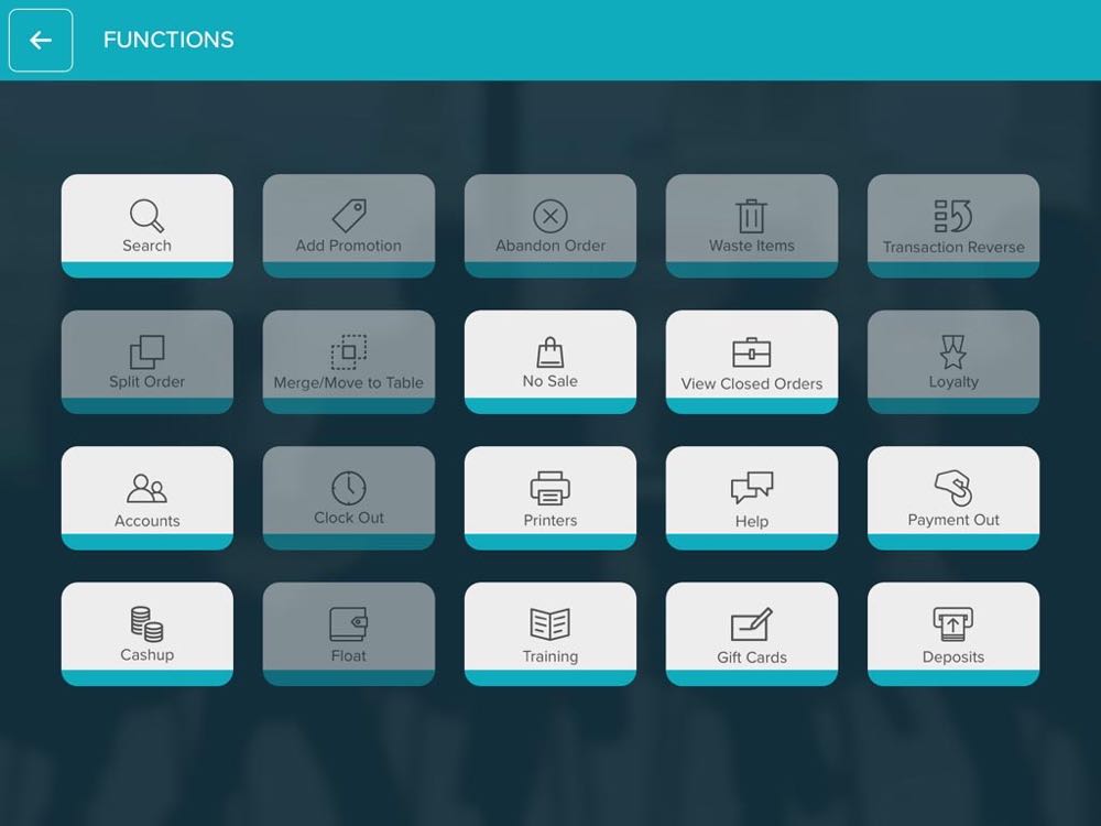 Intelligentpos functions menu in POS app Intelligentpos functions menu in POS app