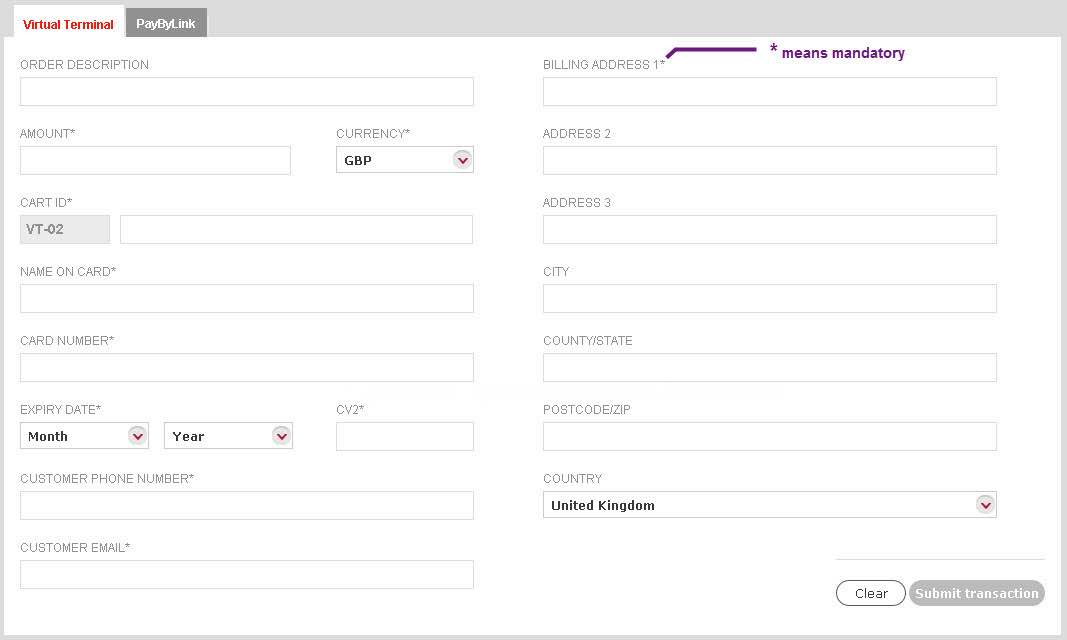Worldpay virtual terminal page Worldpay virtual terminal page