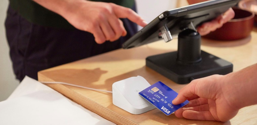 Square Reader on a till counter Square Reader on a counter