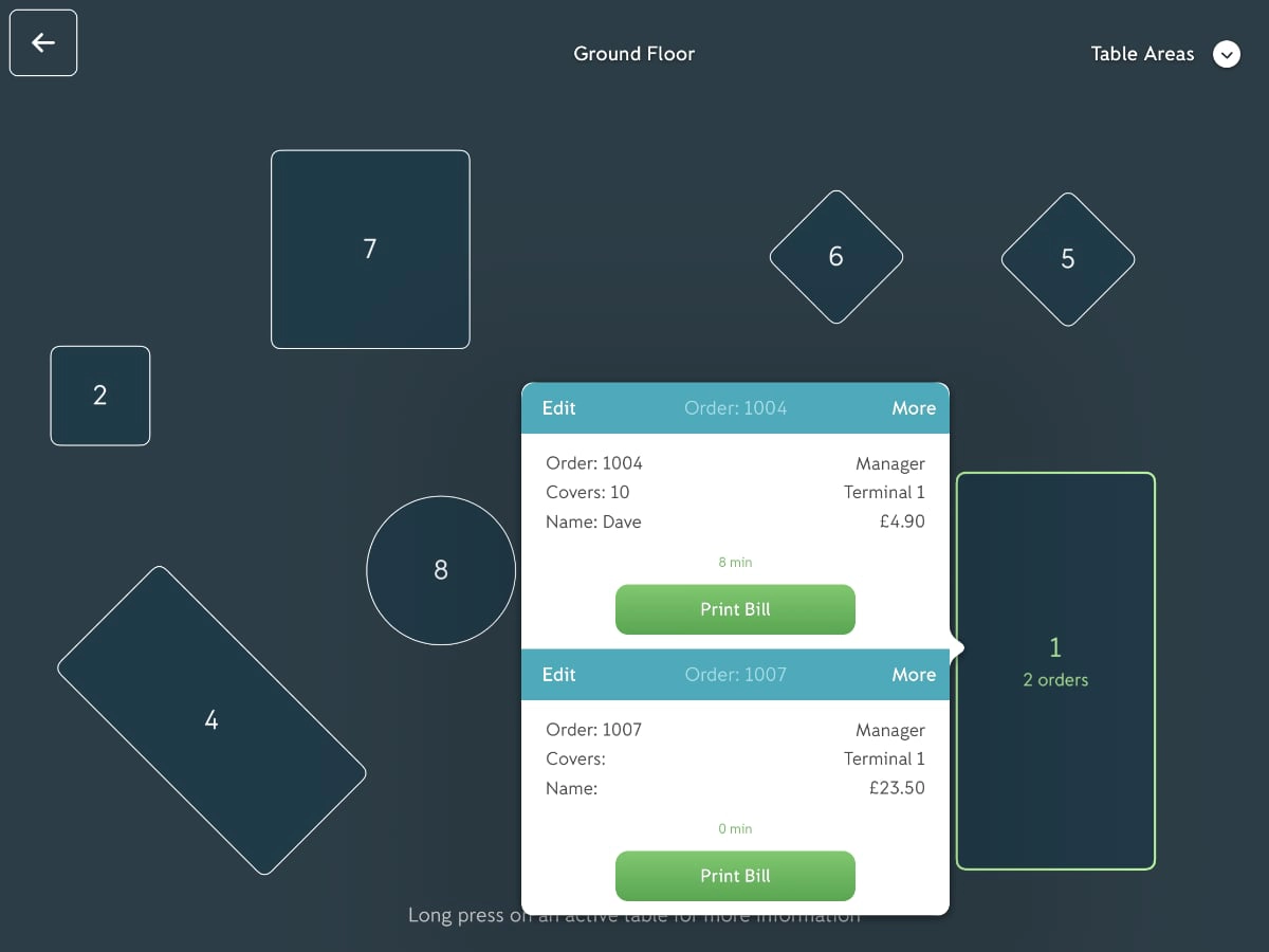 iZettle Pro table management