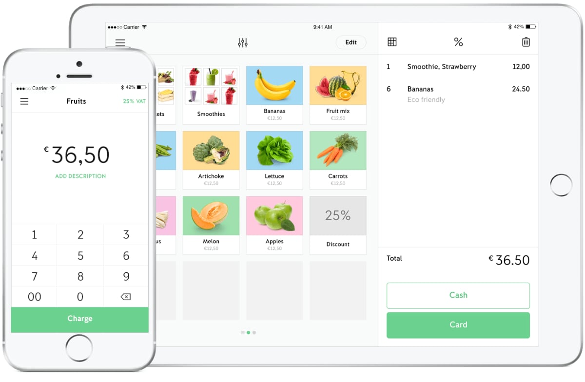 iZettle Go screens on iPhone and iPad iZettle Go screens on iPhone and iPad