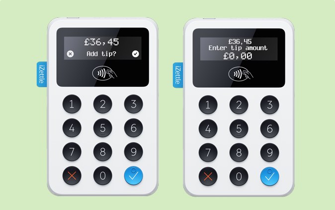 iZettle Reader tipping screens iZettle Reader tipping screens