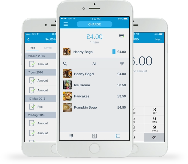 PayPal Here POS app screens on iPhone PayPal Here POS app screens on iPhones