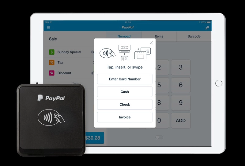 PayPal Here Chip and Tap Reader PayPal Here Chip and Tap Reader with iPad