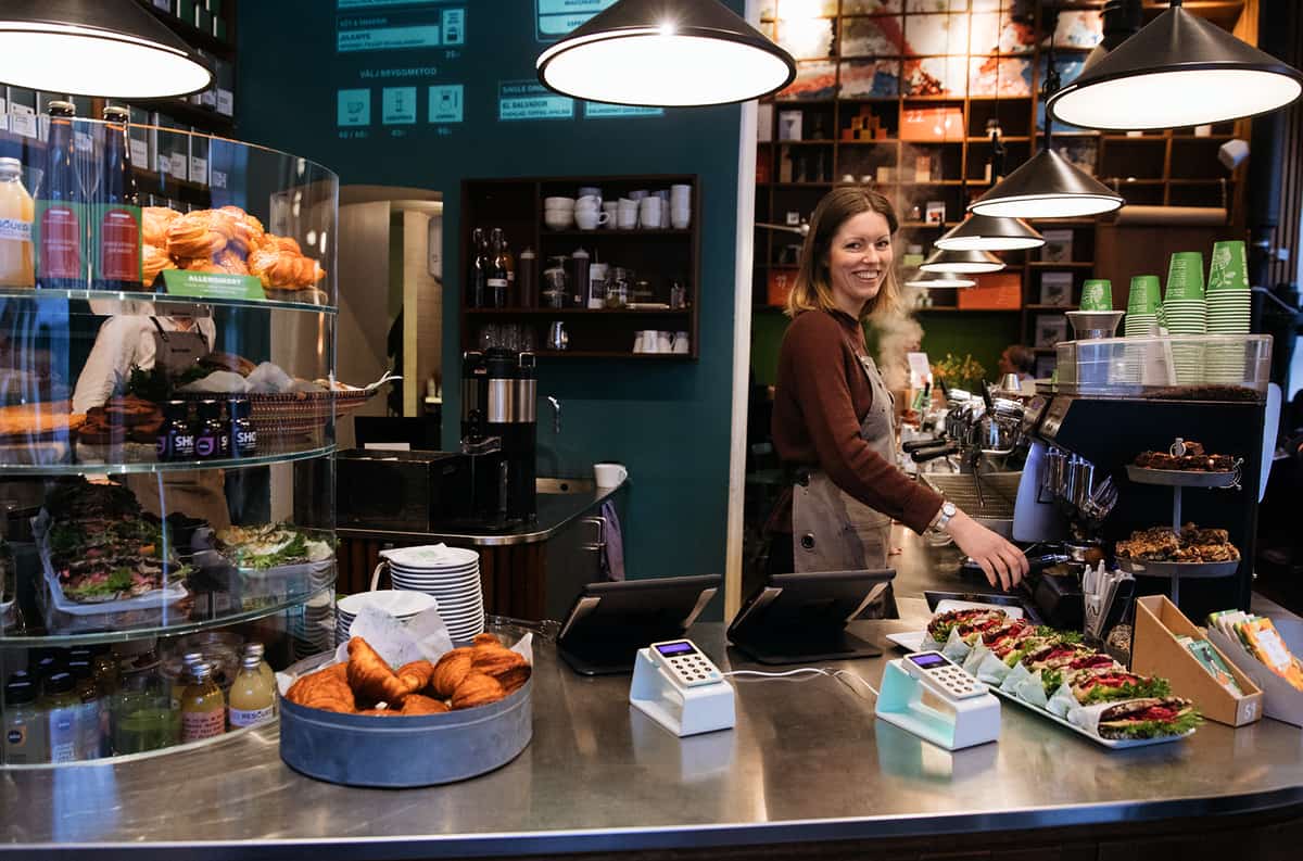 iZettle Readers on Docks on a cafe counter