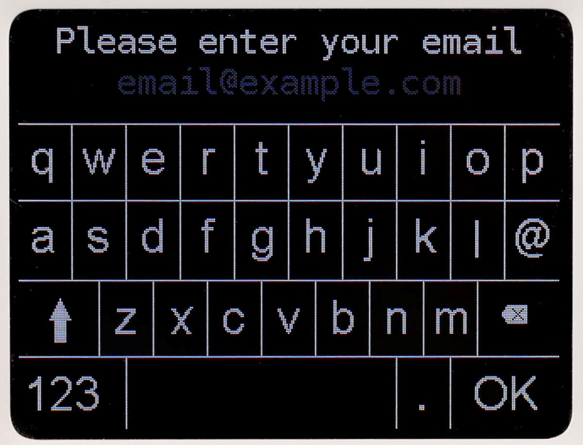 SumUp 3G screen for entering email address