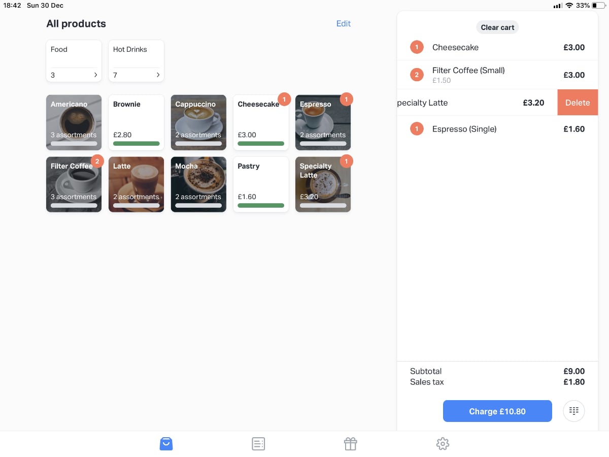 SumUp app checkout screen on iPad SumUp app checkout screen on iPad