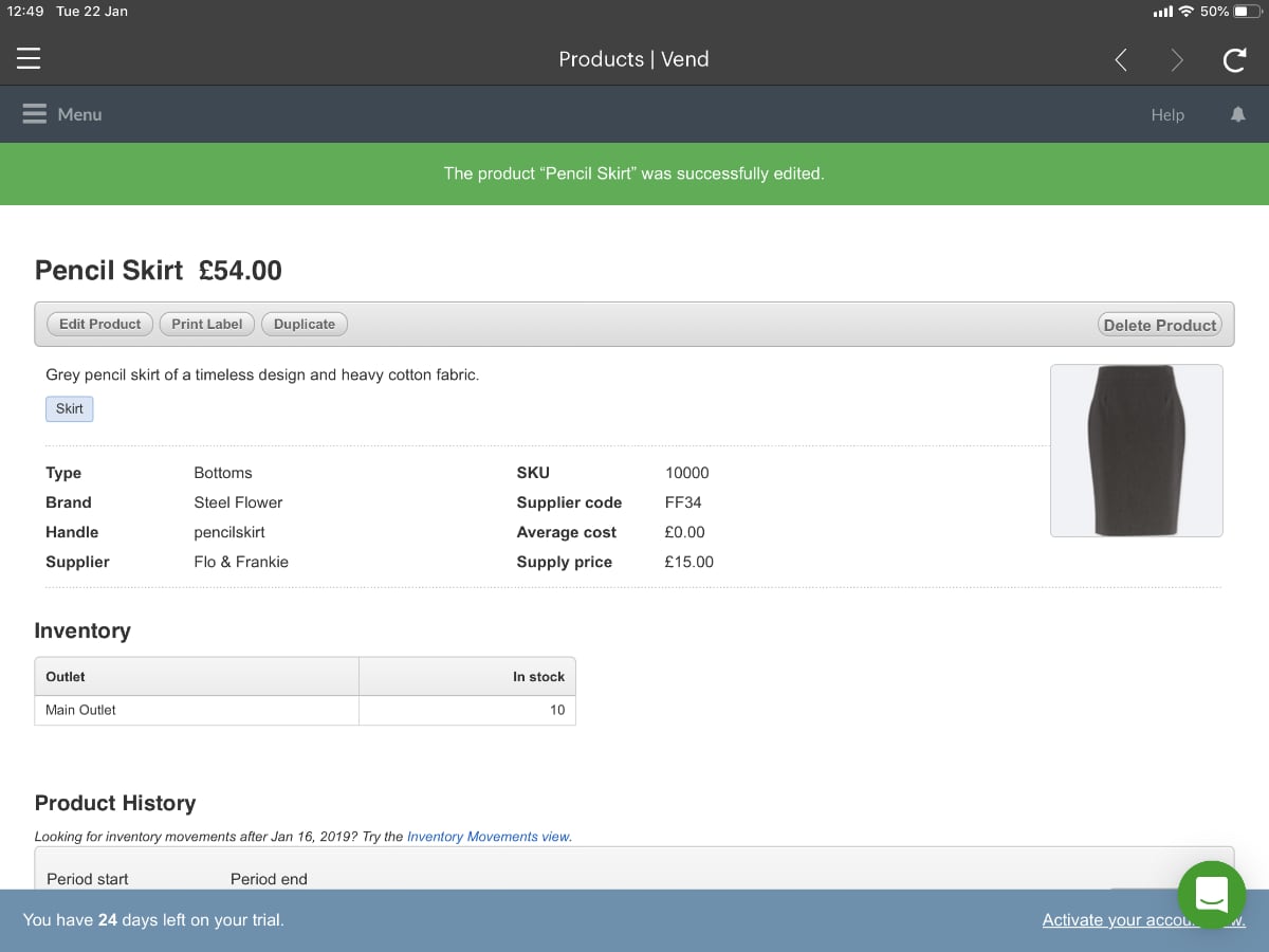 Vend product profile Vend product profile