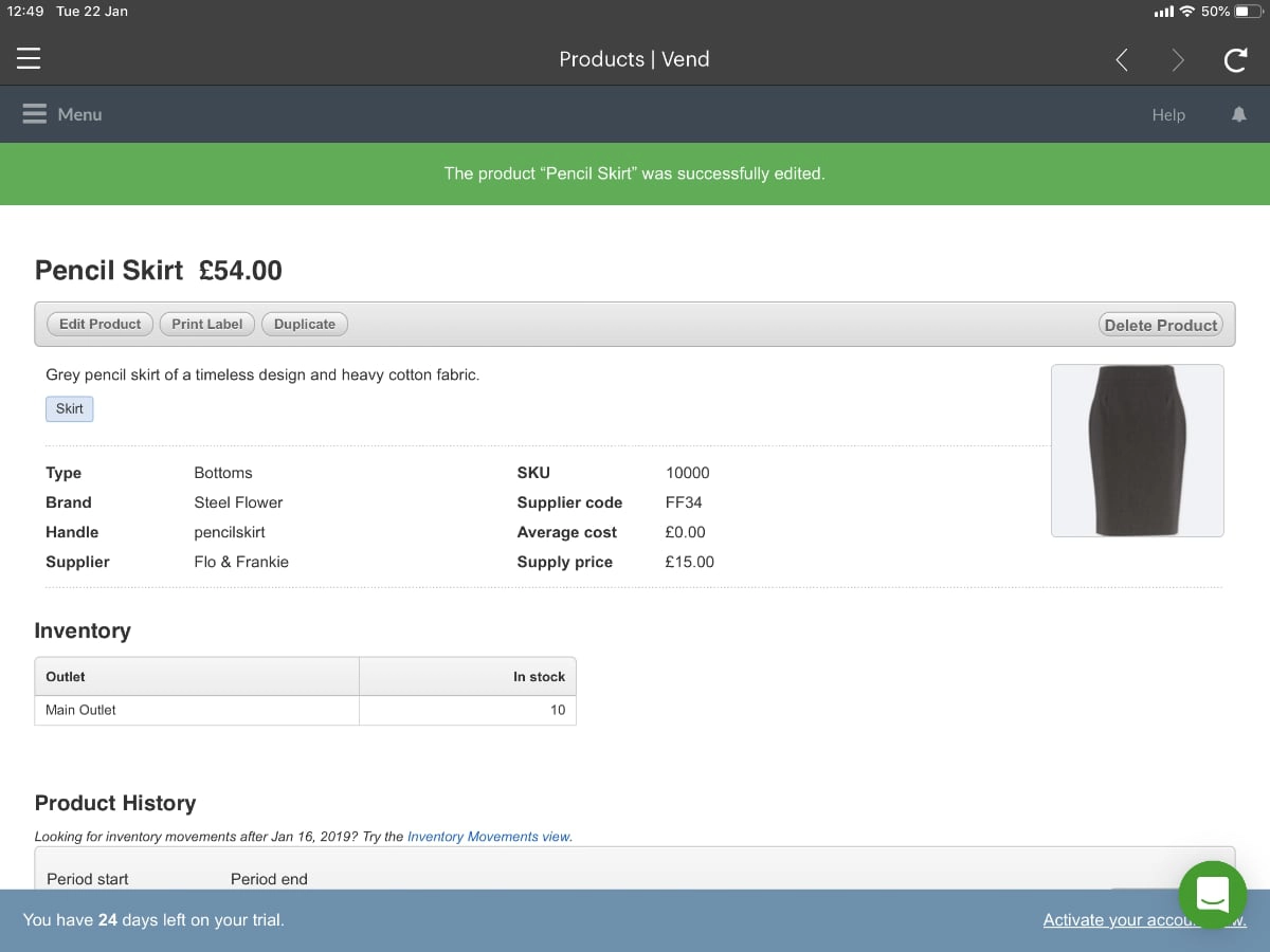 Vend product profile Vend product profile
