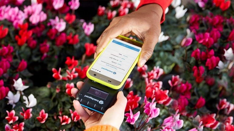 Barclaycard Anywhere mobile payment over flowers