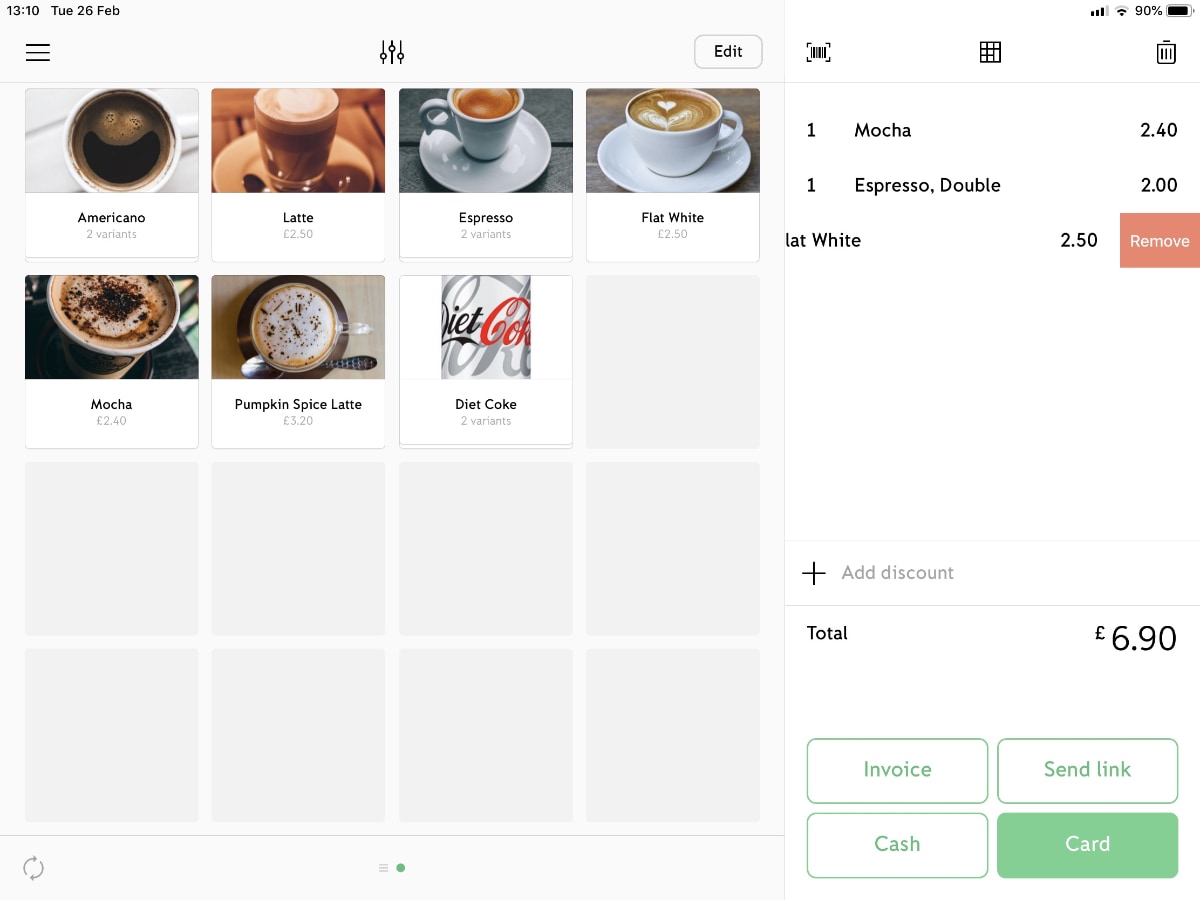 iZettle Go checkout screen on iPad iZettle Go checkout screen on iPad