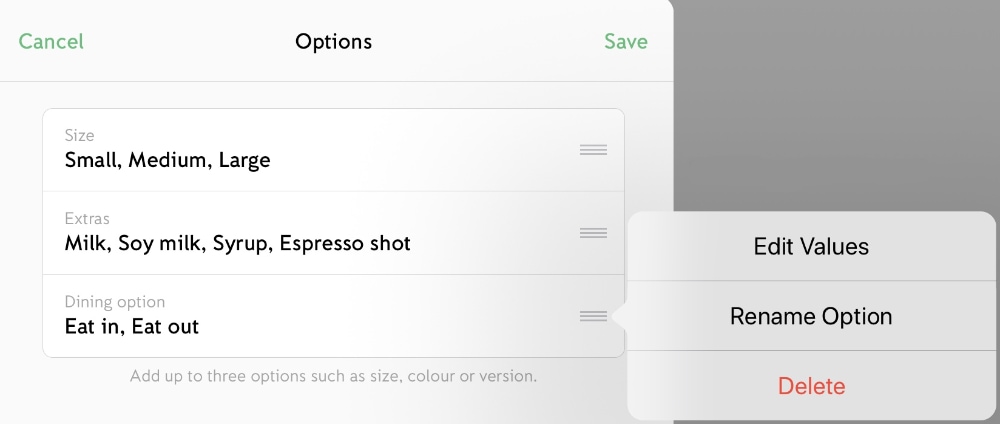 iZettle Go product options