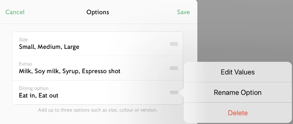 iZettle Go product options iZettle Go product options