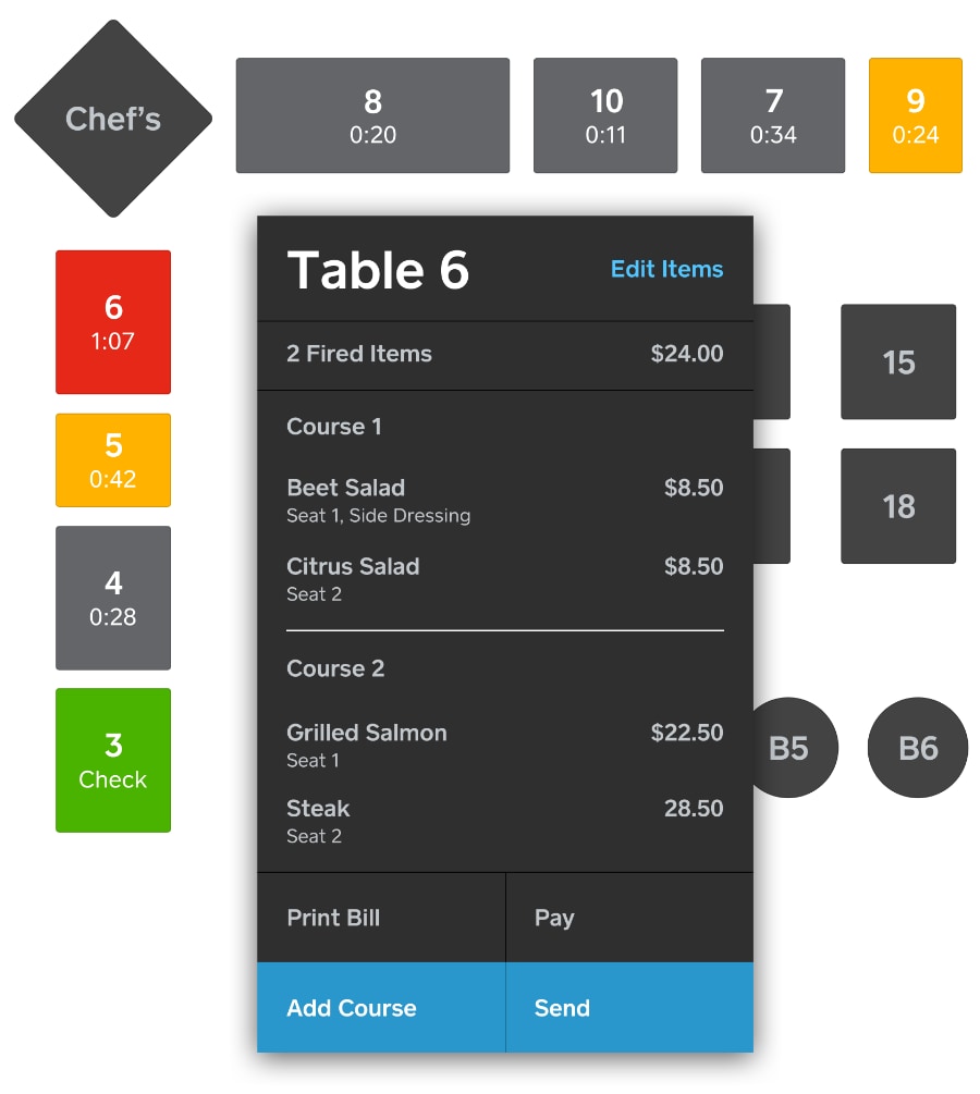 Square floor plan with Restaurant app