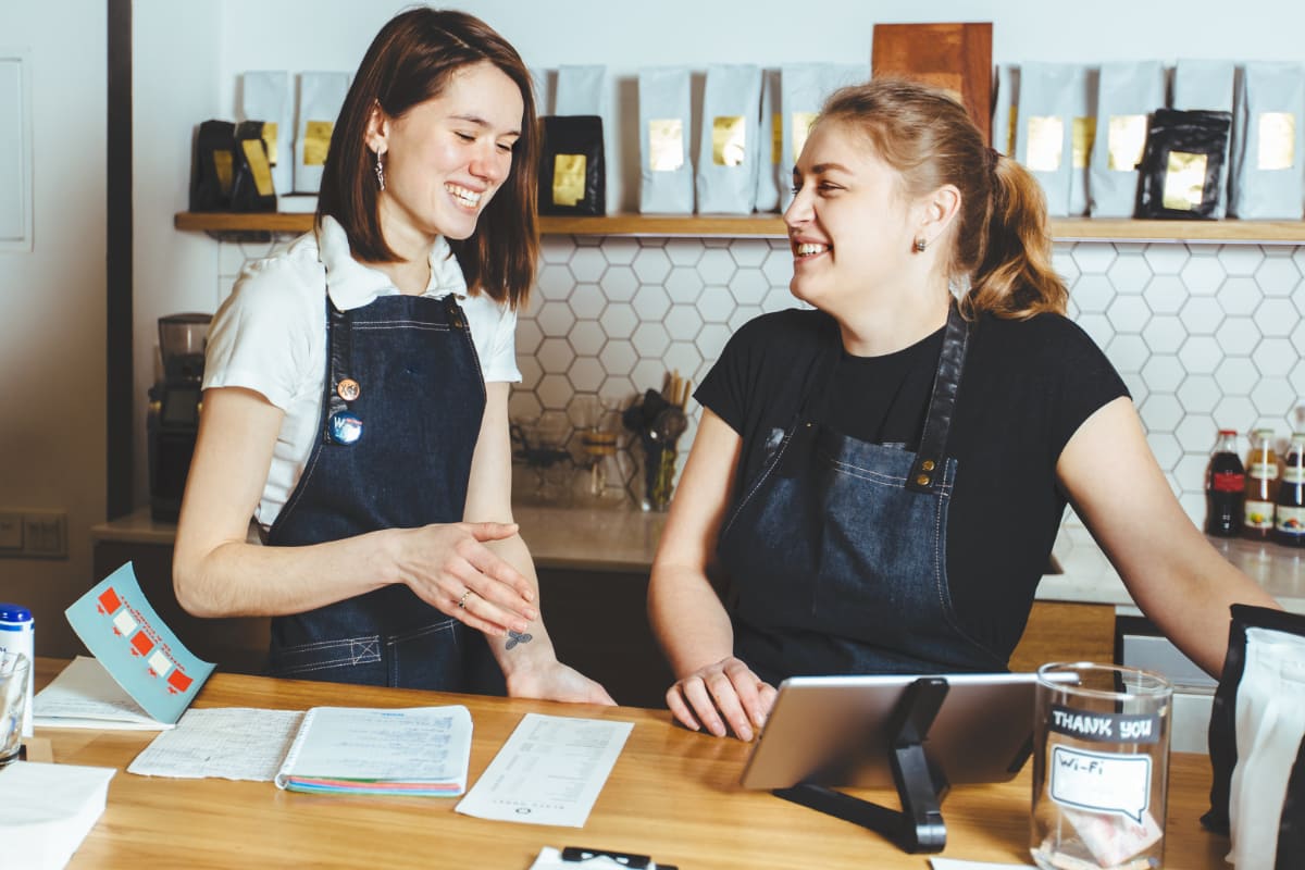 Tablet till system in cafe Tablet till system used behind cafe counter