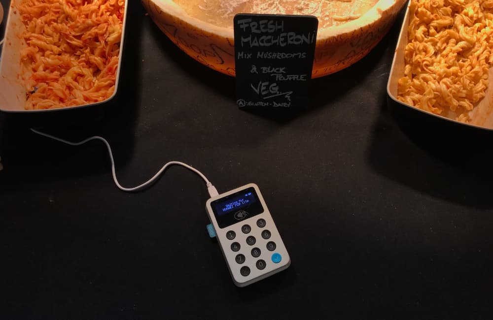 iZettle Reader at pasta stand iZettle Reader at pasta stand