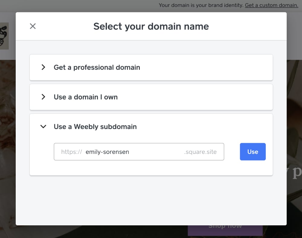 Square Store domain options Square Store domain options