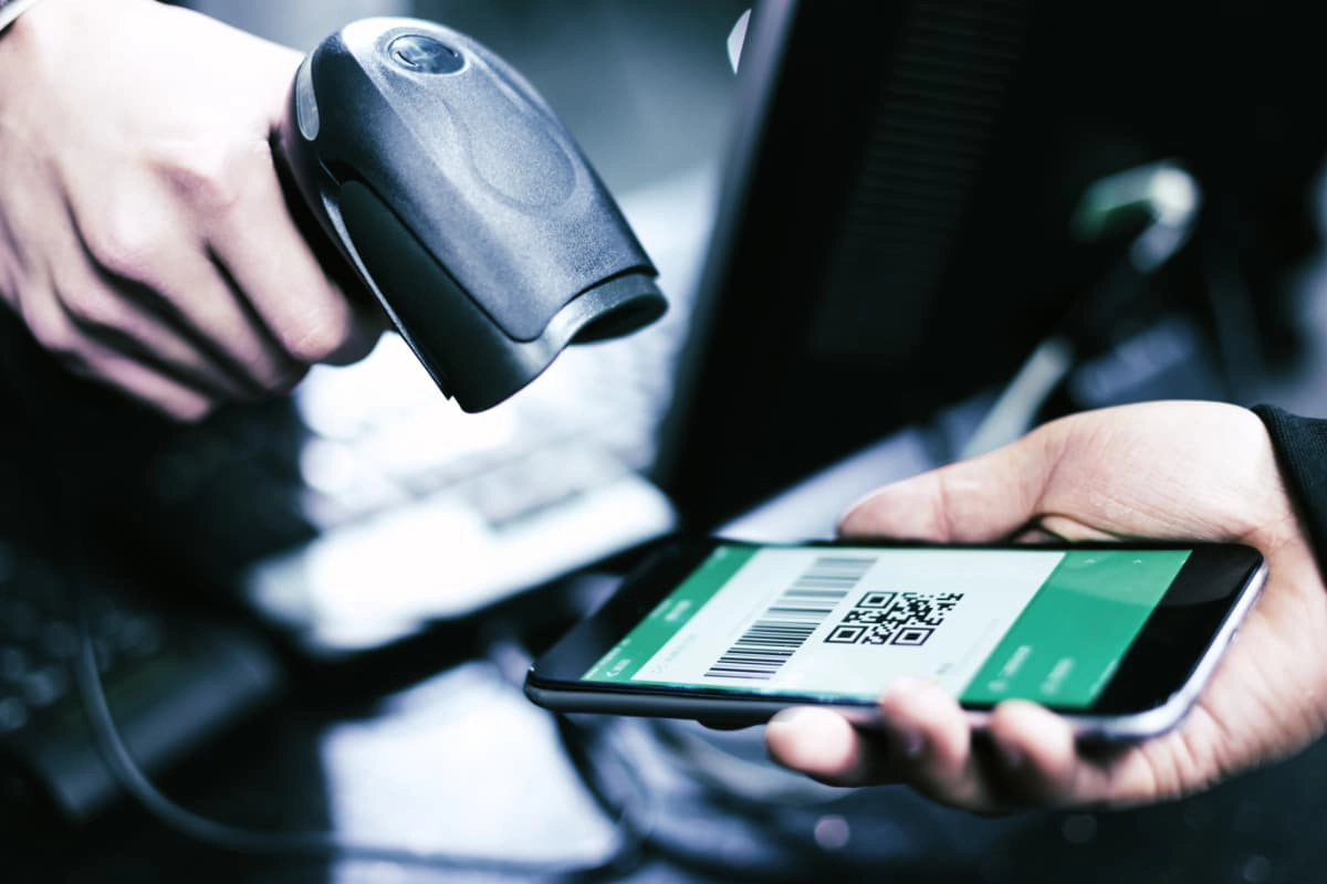 QR barcode reader scanning mobile app screen QR barcode reader scanning mobile app screen