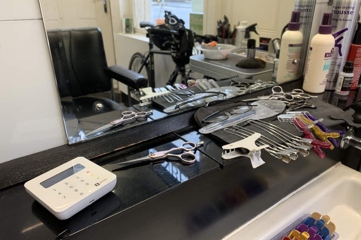 SumUp Air at a hairdresser in London mobile hairdresser card machine