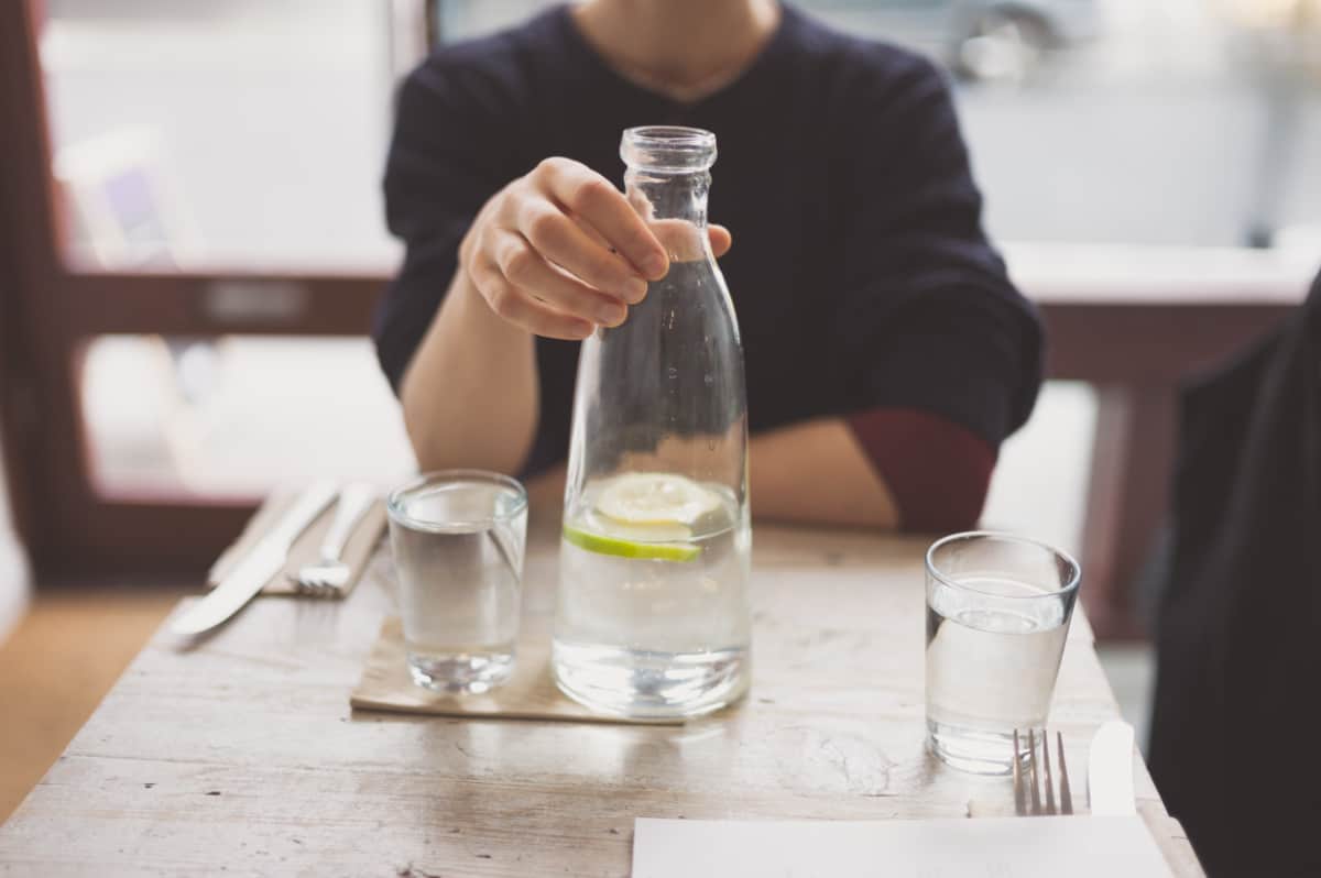 Water on customer’s table in a coffee shop
