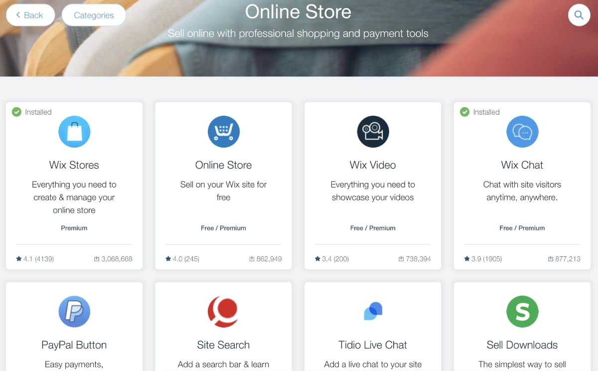 Wix App Market – online store apps