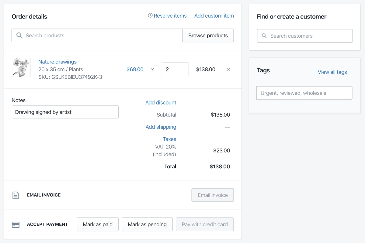 Shopify Lite invoicing page Shopify Lite invoicing page