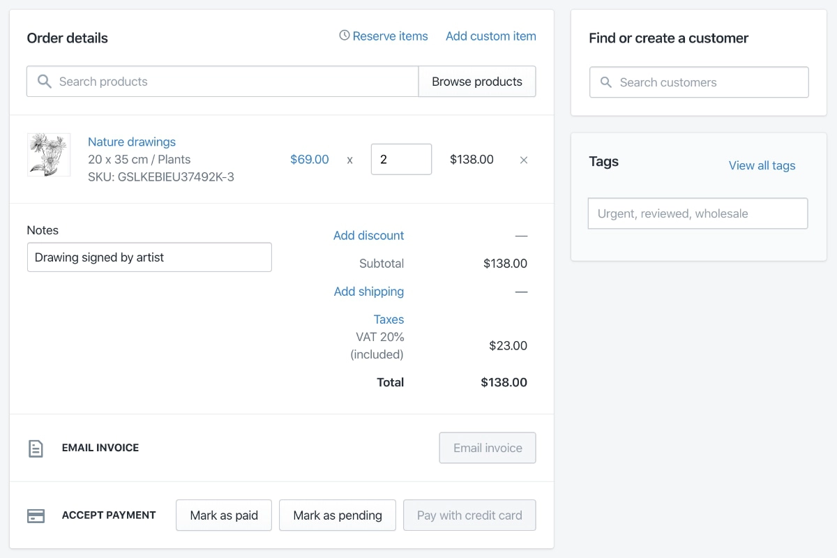 Shopify Lite invoicing page Shopify Lite invoicing page