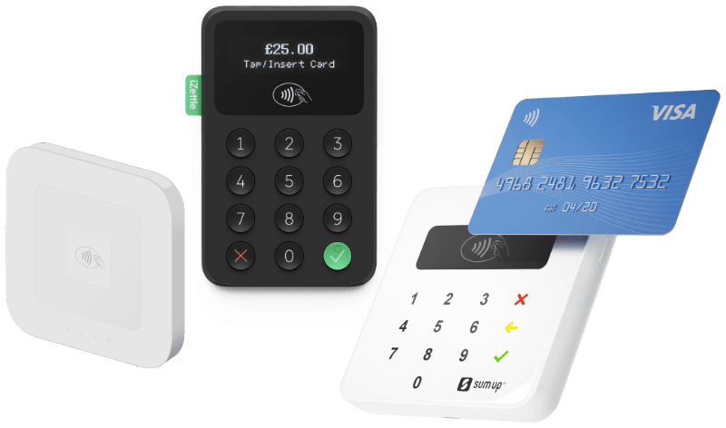 Square, iZettle and SumUp card readers Square iZettle SumUp readers