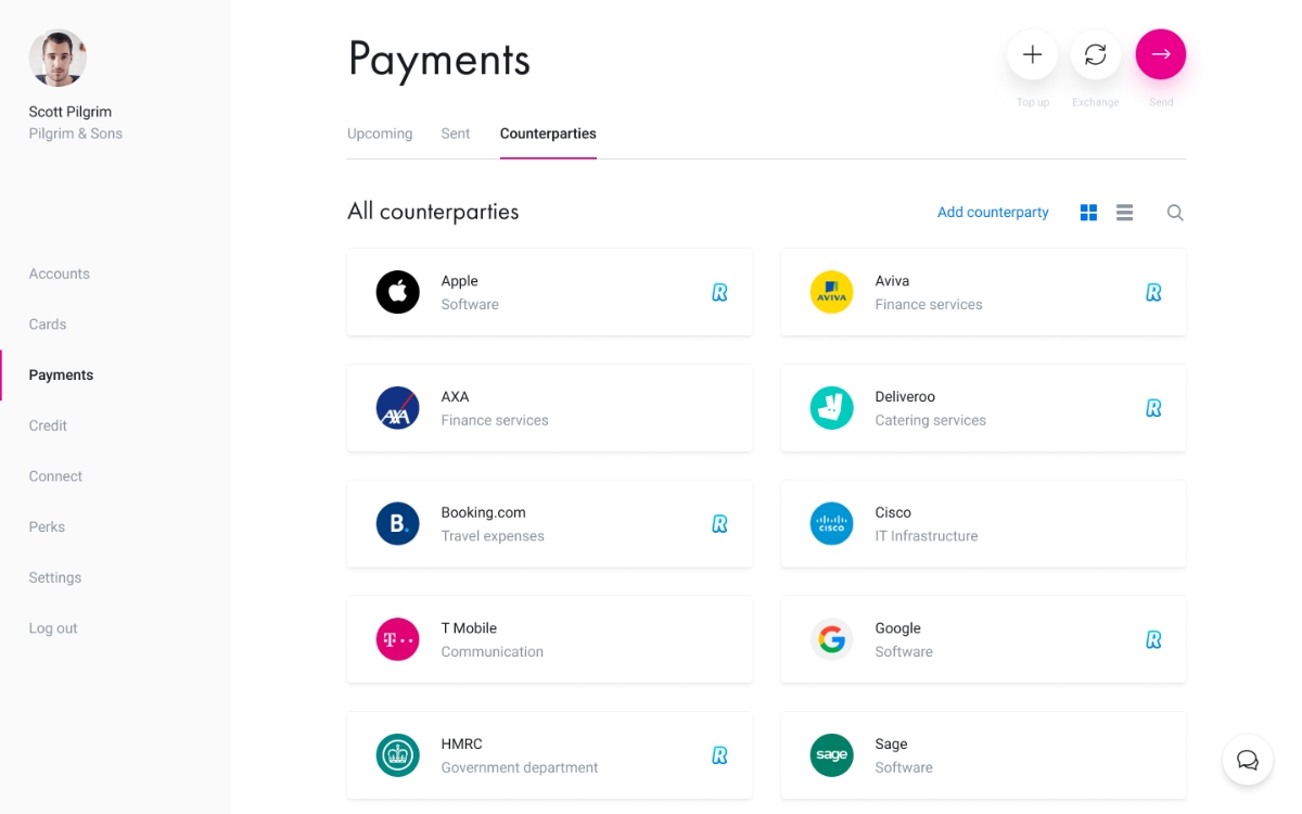 Revolut Business payments page