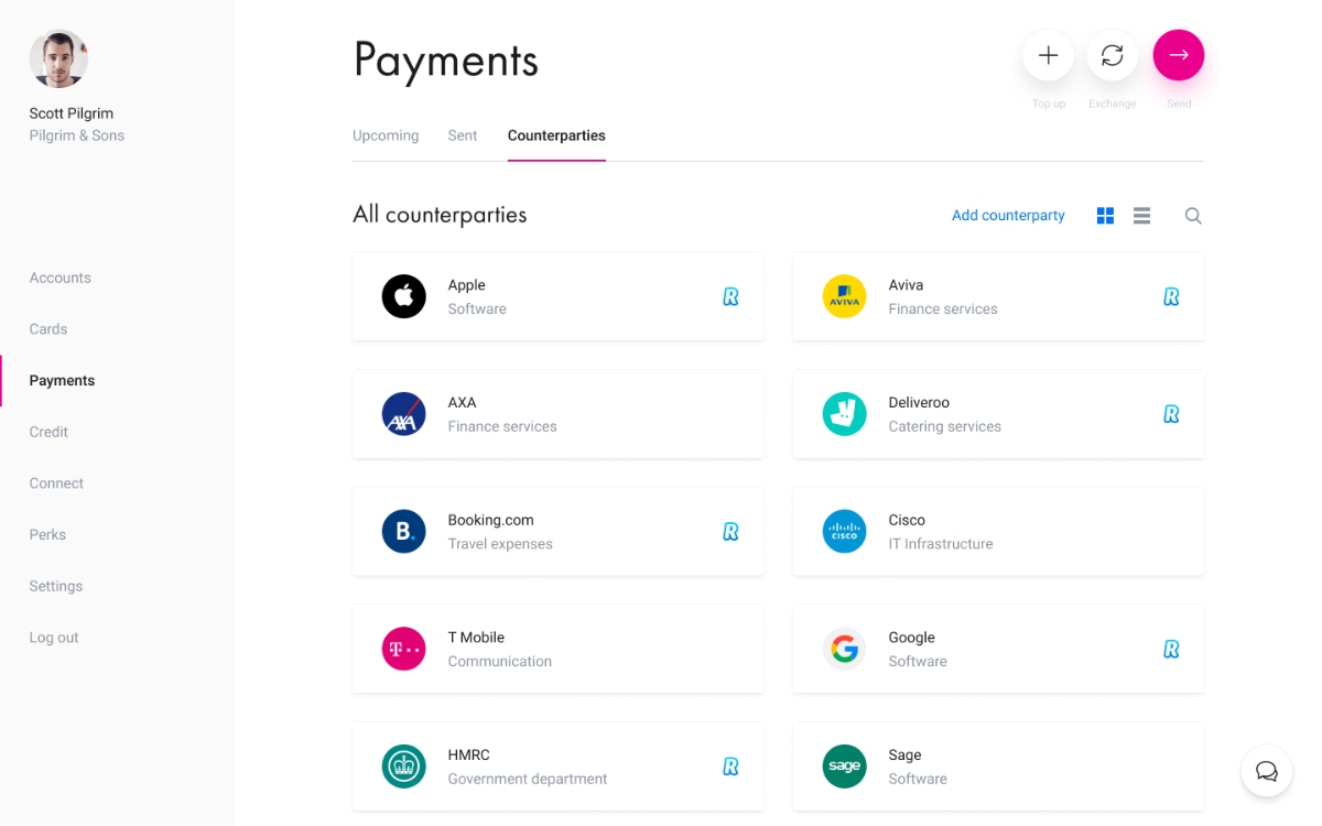 Revolut Business payments page Revolut Business payments page