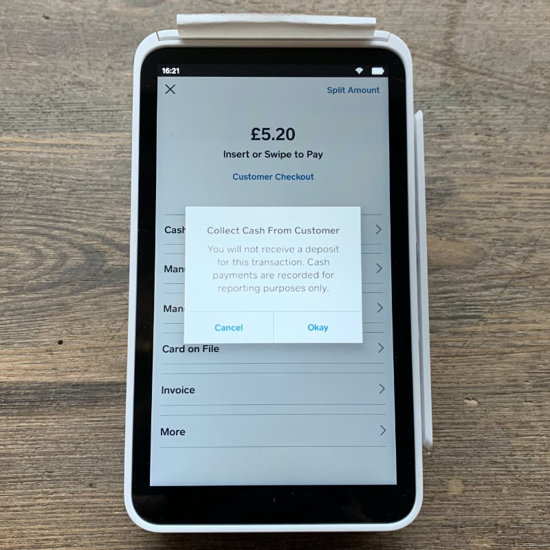 Square Terminal payment options