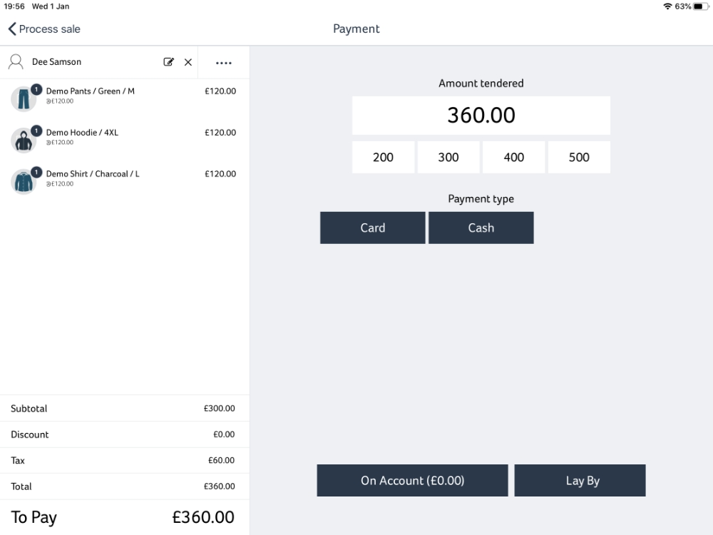 Hike POS checkout payment screen Hike POS checkout payment
