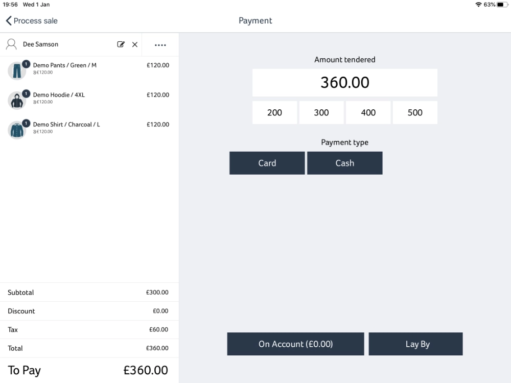 Hike POS checkout payment screen Hike POS checkout payment