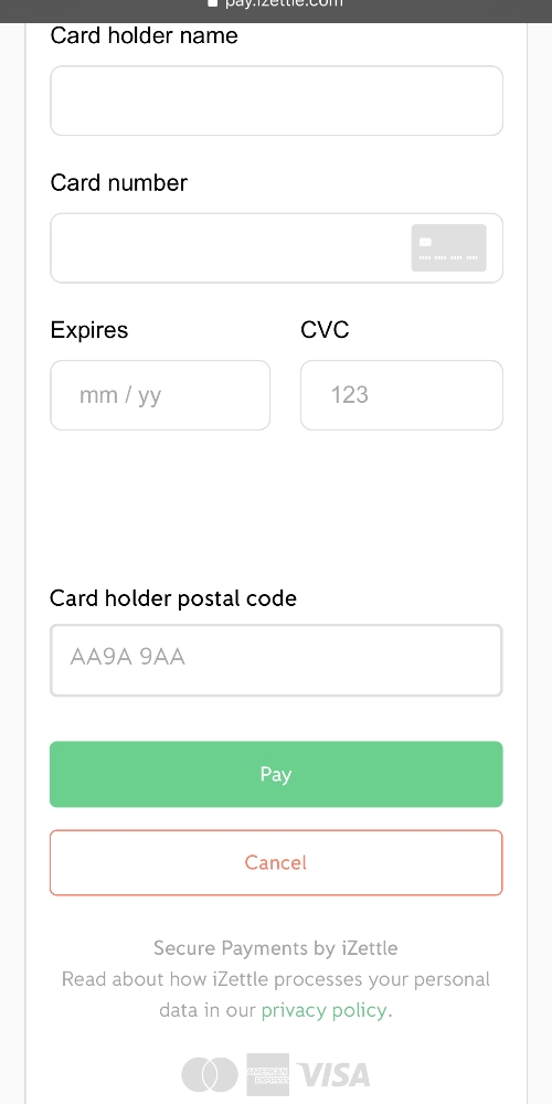 iZettle Payment Link checkout