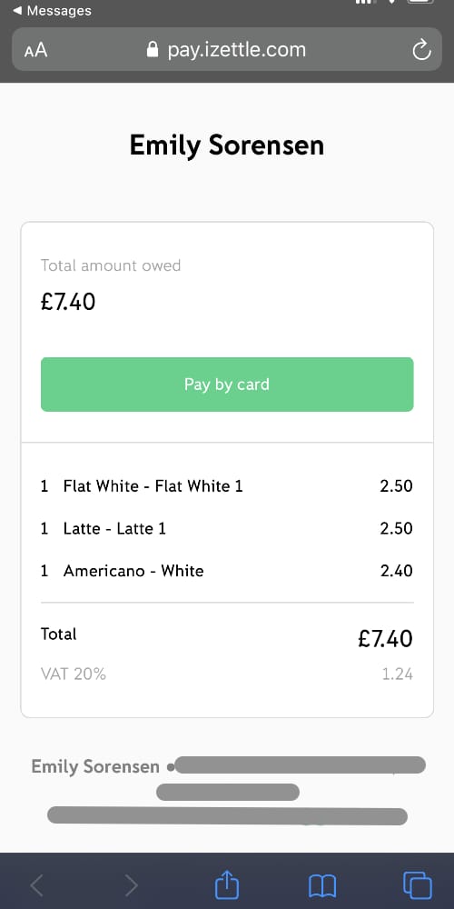 Payment link via izettle