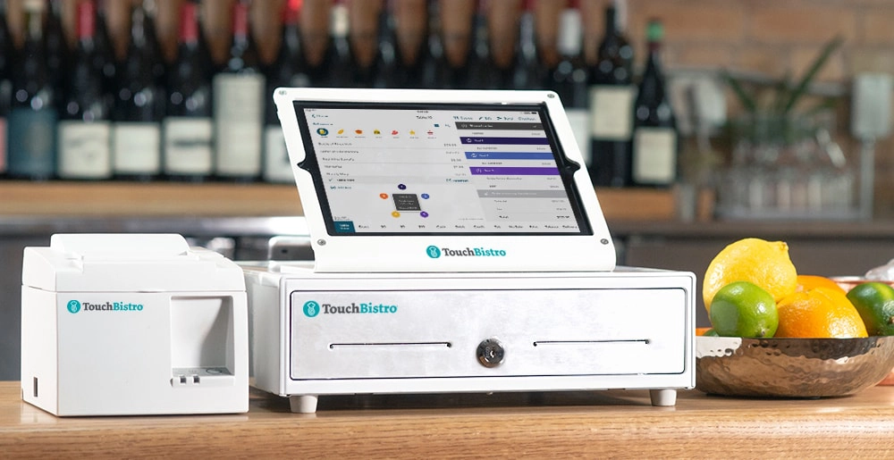 TouchBistro POS on a restaurant counter TouchBistro POS in restaurant