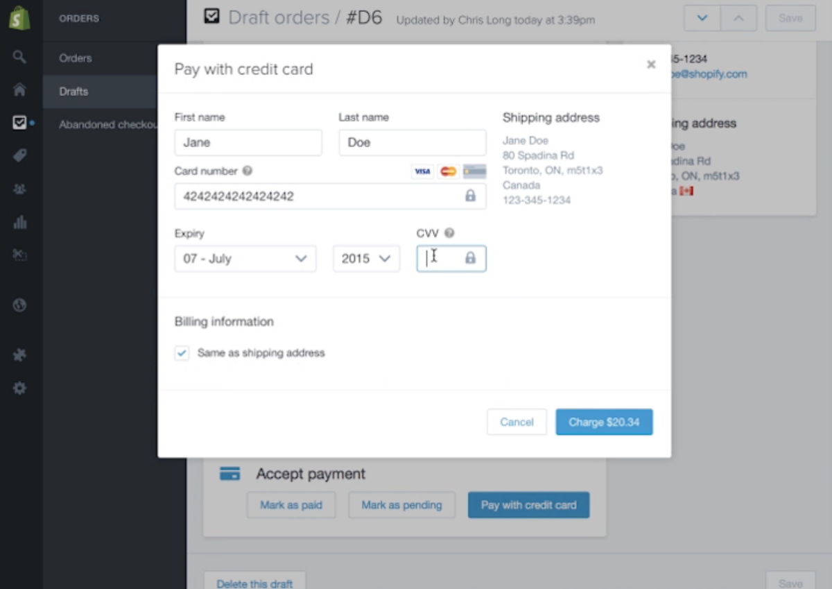 Shopify virtual terminal