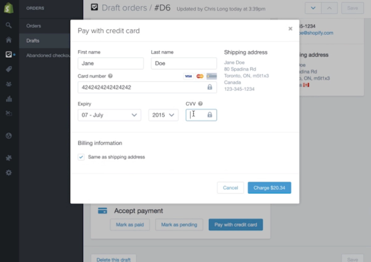 Shopify virtual terminal
