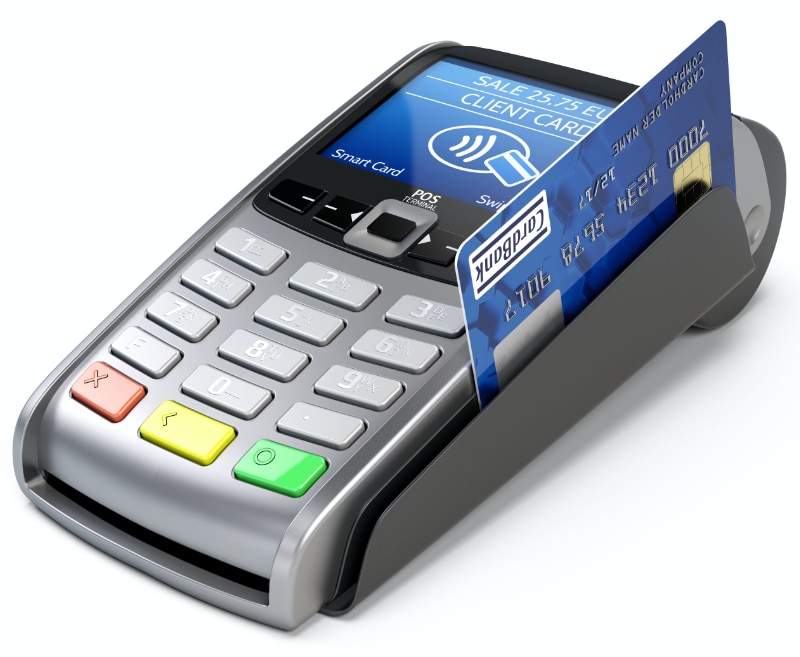 EFTPOS machine with bank card EFTPOS machine with bank card