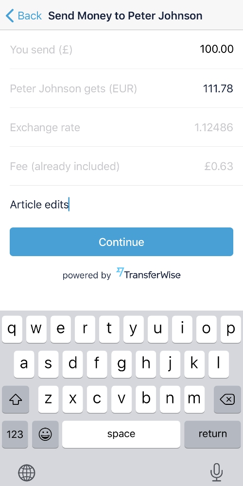 Monzo international transfer with TransferWise