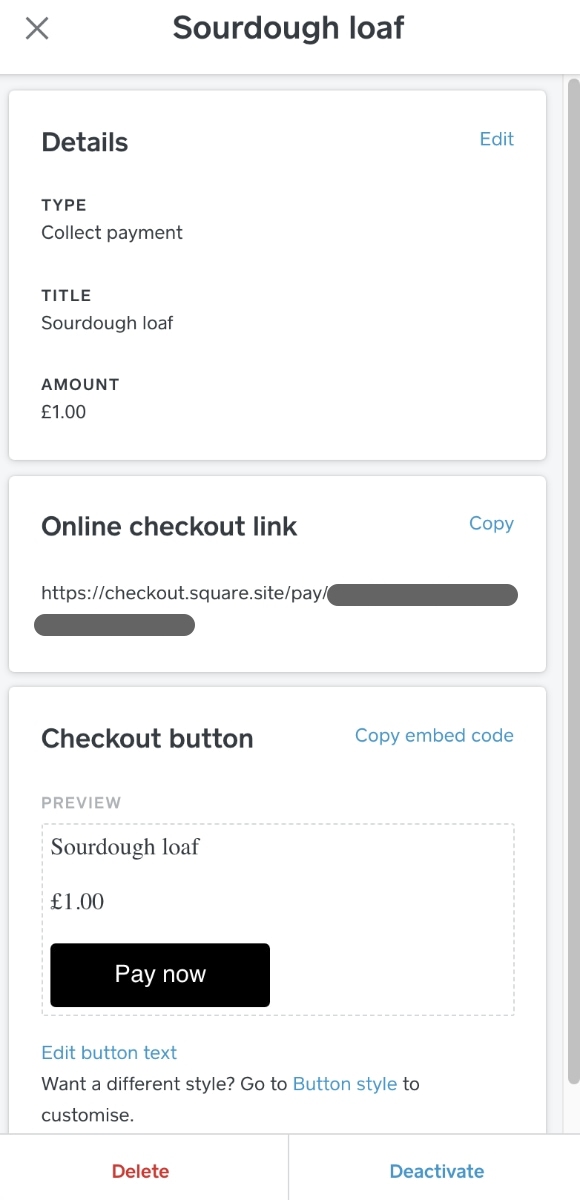 Square Online Checkout link settings Square Online Checkout link settings