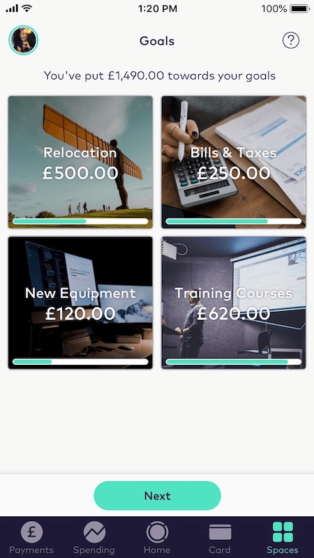 Starling Bank business app – Spaces Starling app Spaces