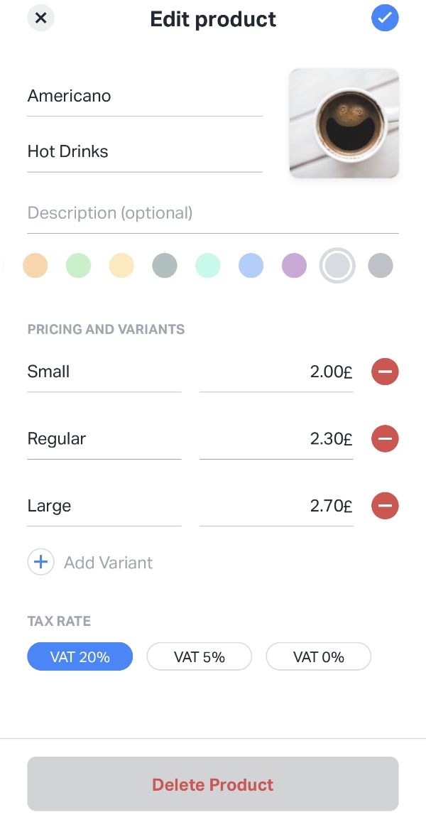 SumUp app edit product SumUp app edit product