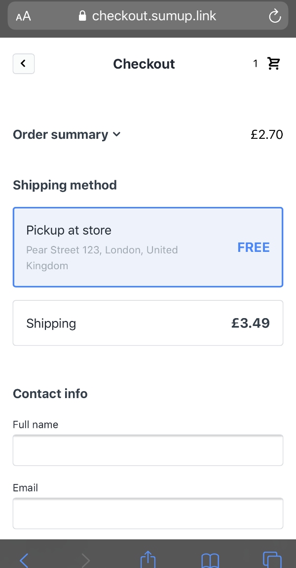SumUp online checkout