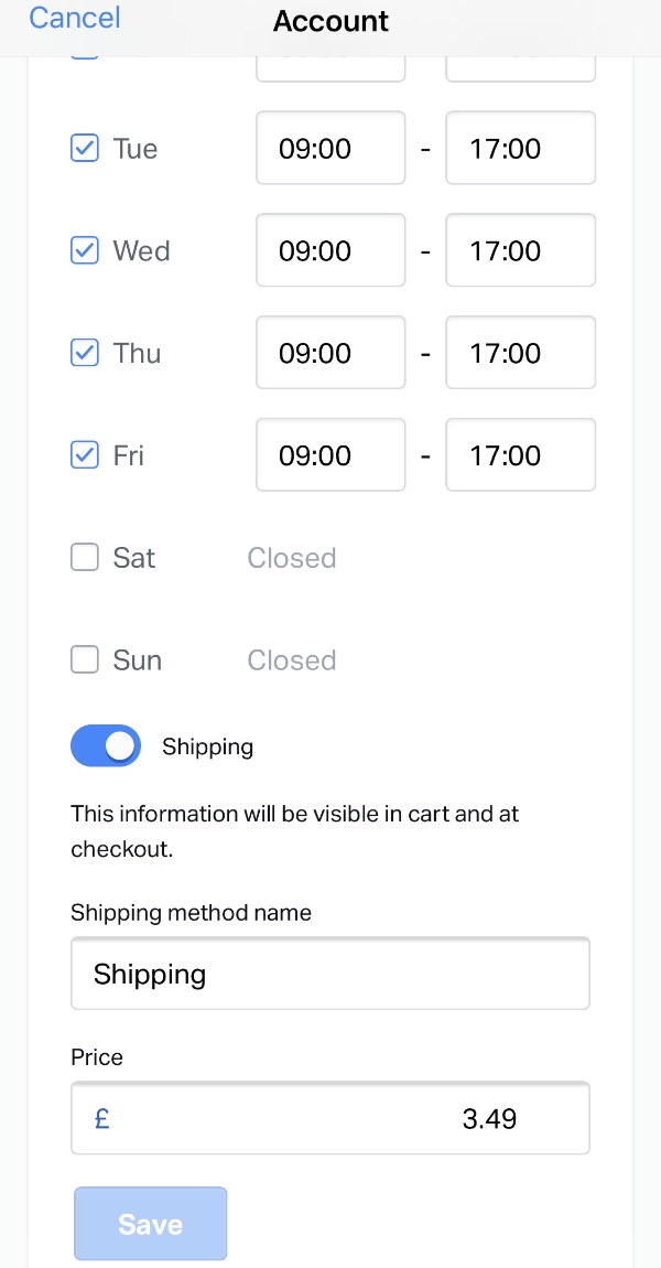 SumUp online shop shipping options SumUp online shop shipping options