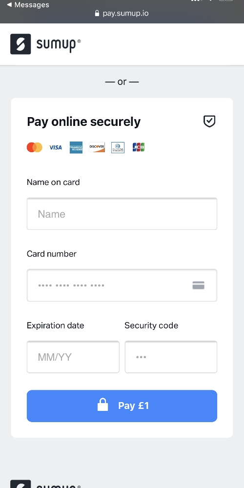 SumUp payment link page SumUp payment link page