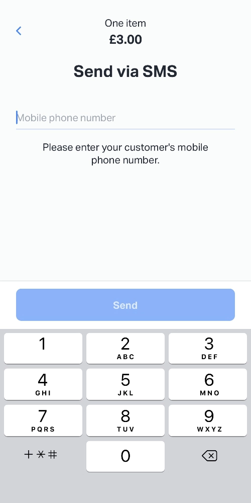 SumUp – sending SMS link SumUp send SMS link